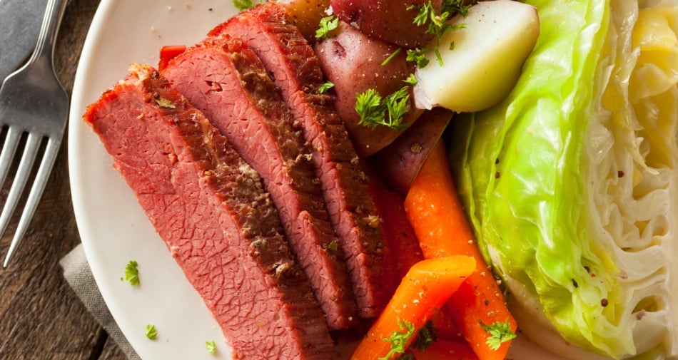 Irish cuisine of corned beef and cabbage are a tradition on St. Paddy's Day.